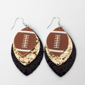 BlkGold Football Earrings scaled - Women Football Design Fashion Earrings